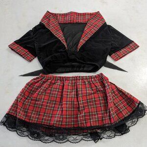 Women Lingerie School Girl Uniform Costume Outfit Mini Skirt Cheerleader BLACK